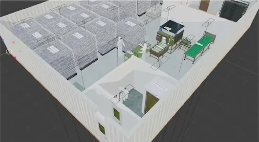 菌床培養クリーンルームの3Dイメージ図
